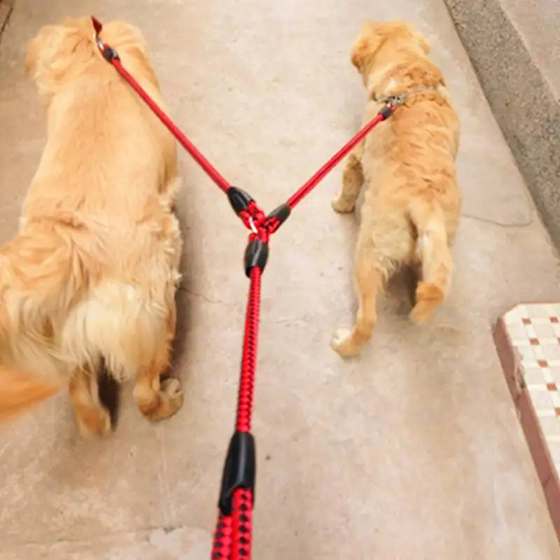 Pet Double Leash 2 Way Couplers Dog Leash Rope Elastic Extended Pet Leash