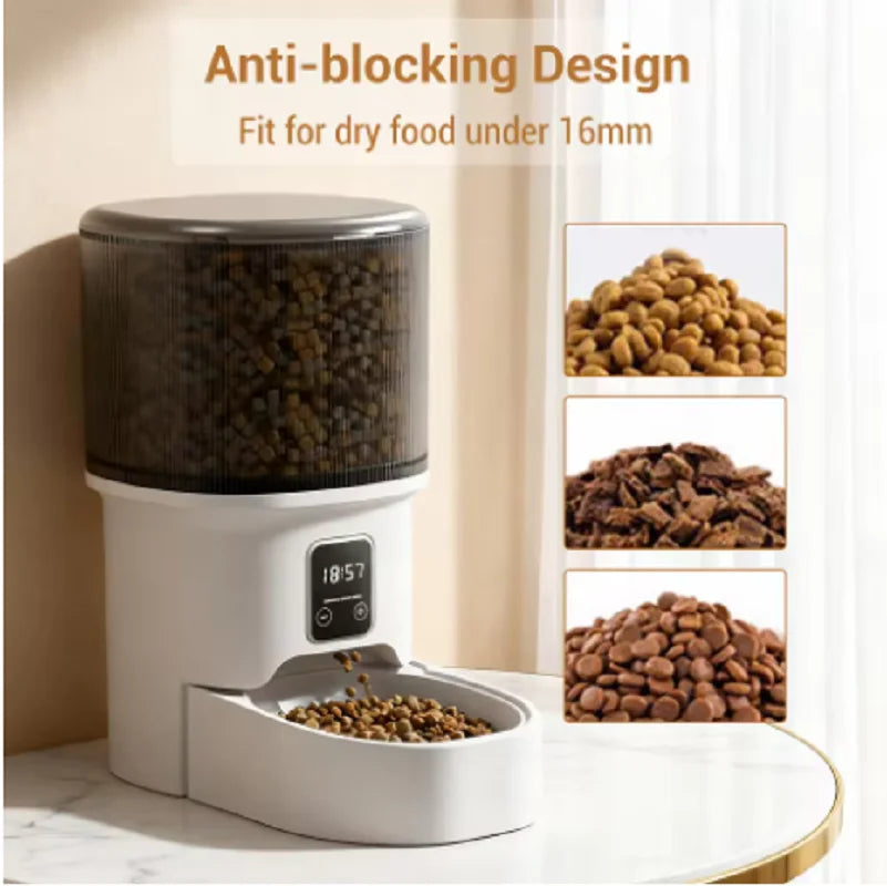 4L WiFi  Automatic Pet Feeder Programmable  Automatic Pet Feeder for Small Dogs Cats, Up to 6 Meals Daily, Timer/Portion Control