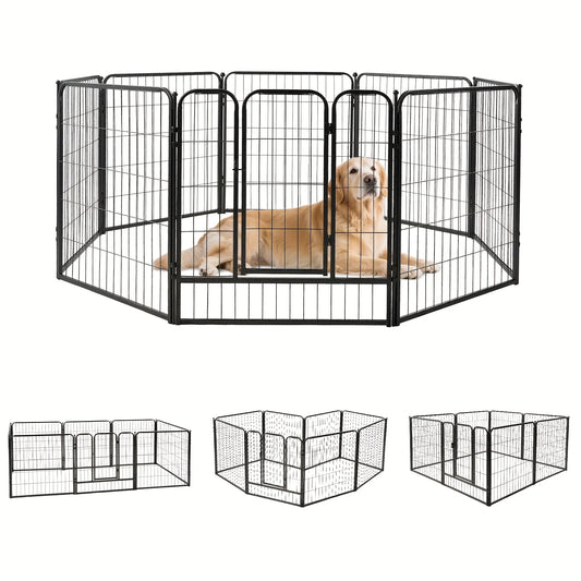 Heavy Duty Metal Dog Playpen, Pet Fence with Gate, for Large/Medium/Small Dogs