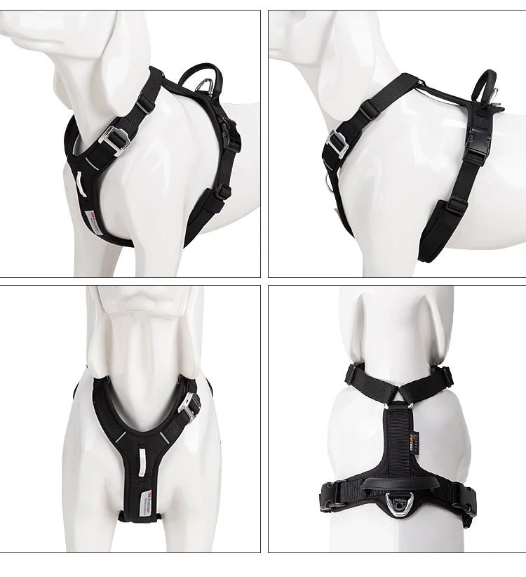 Adjustable Explosion-proof  on Dog Pet Harness Outdoor Adventure Reflective Dog Halter Protective Nylon Walking Dog Harness Vest
