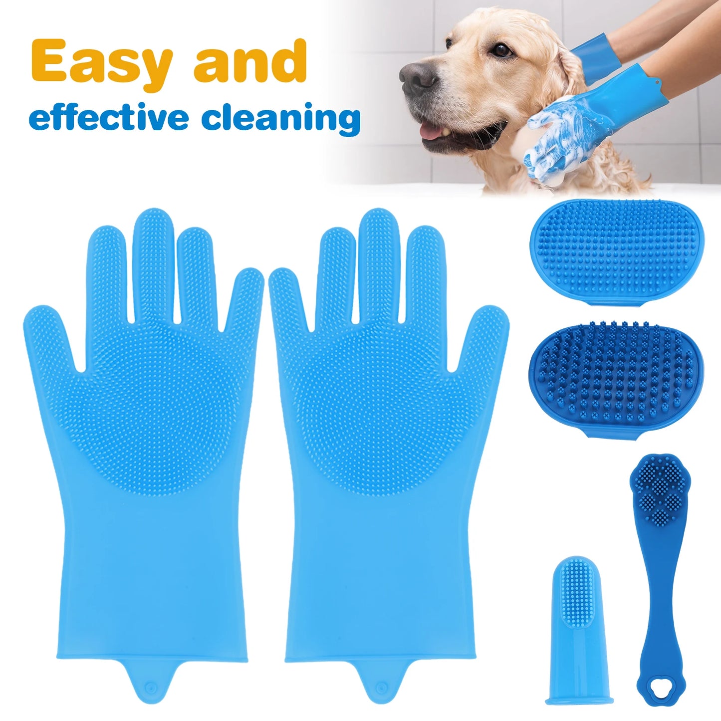 6PCS Pet Grooming Kit Silicone For Pets