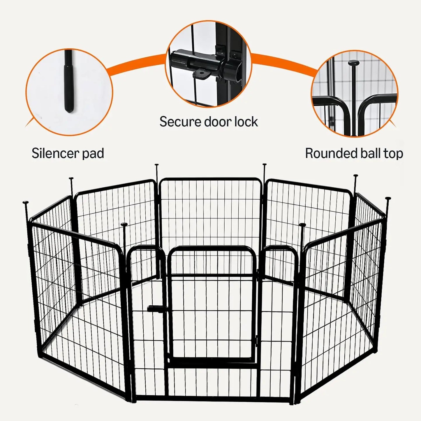 Dog Playpen 8 Panels Metal Fence with Door Foldable for Indoor Outdoor Use 36 Inch Height Black