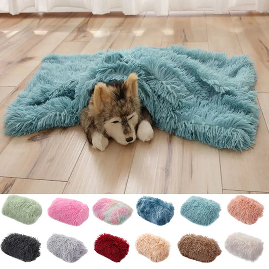 Dog Bed Mat Pet Cat Plush Soft Warm Cushion Pet Washable Candy Colored Blanket Kennel Puppy Pet Cat Dog Supplies Suit For Winter