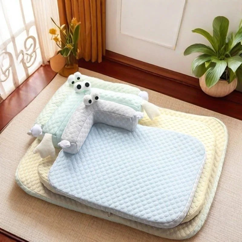 Dog Mats All Season Cool Ice Silk Pet Bed Washable Non Slip Breathable Mat for Dogs Cats Indoor Home Daily Use Cozy Soft Pet Bed