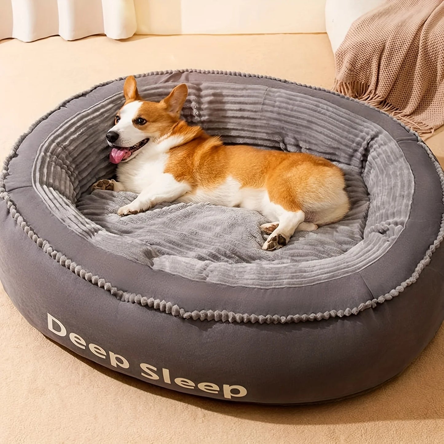 Pet Bed Comfortable Donut Round Dog Kennel Soft Washable Dog Cat Cushion
