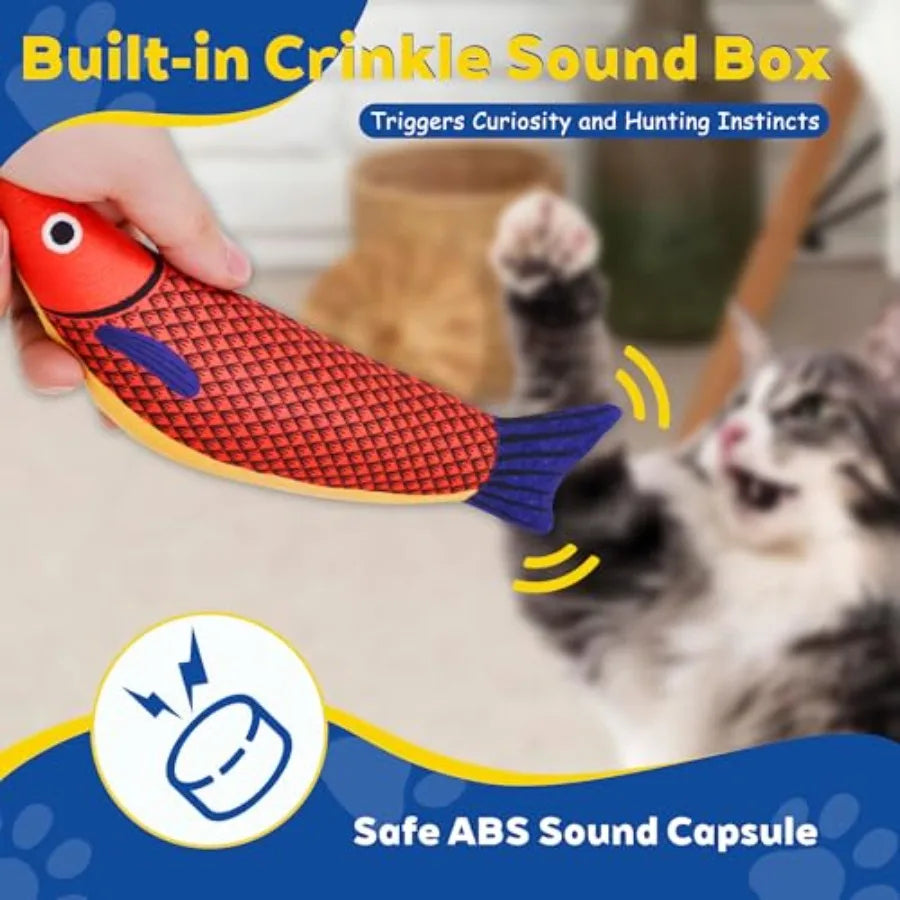 Interactive Cat Toys with Catnip Soft Durable Material Rattle Sound Chew Proof Design for Indoor Cats 3 Pack in Saury Color Sui