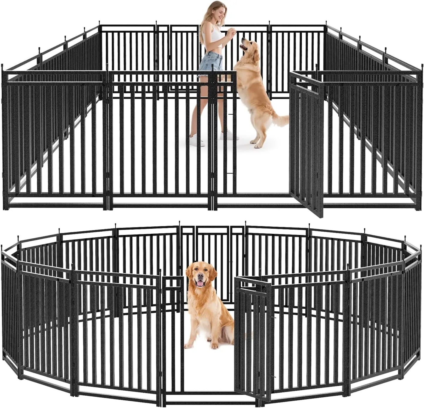 40" Height 16 Panel Dog Fence Outdoor Yard Playpen Portable Kennel for Camping