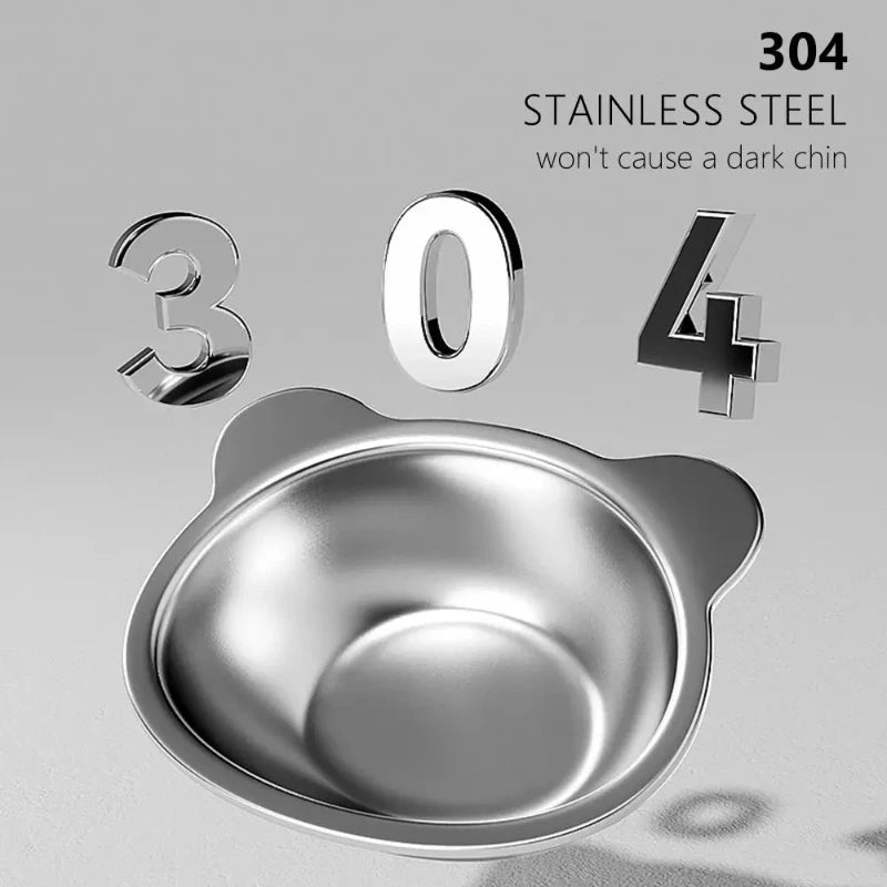 ‌304 Stainless Steel Raised Cat Bowl with 15° Elevated Design Tilted Neck Guard