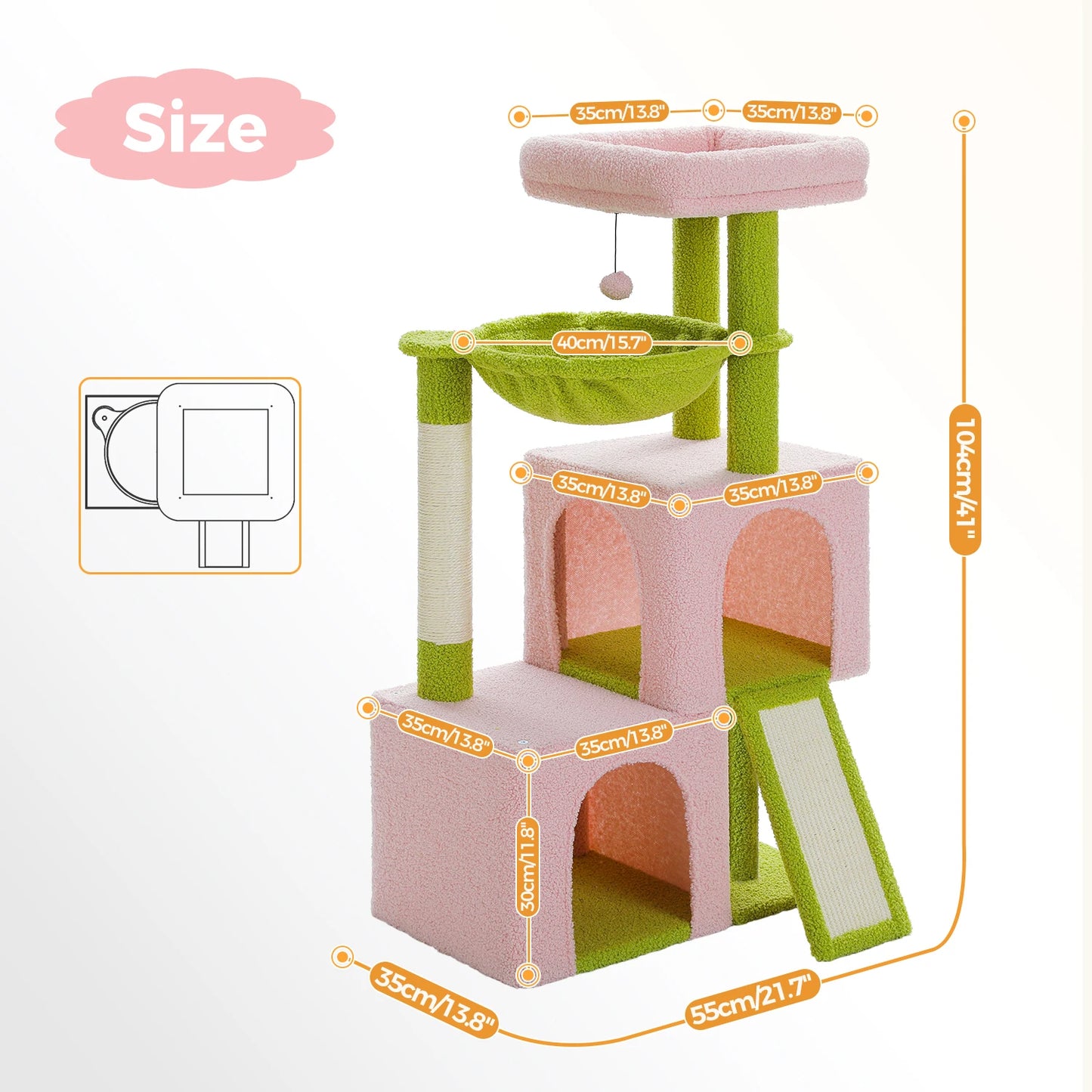 Large Cat Tree for Indoor Cats, Multi-Level Cat Tower with Scratching Post