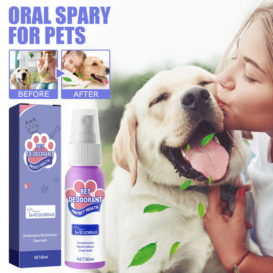60ml Pet Oral Deodorant Spray for Dogs and Cats, Remove Bad Breath