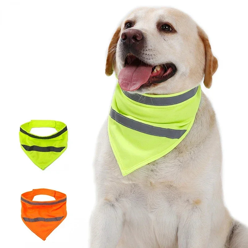 Dog Bright Polyester Pet Towel Scarf Bandanas Reflective Bib Color Triangular