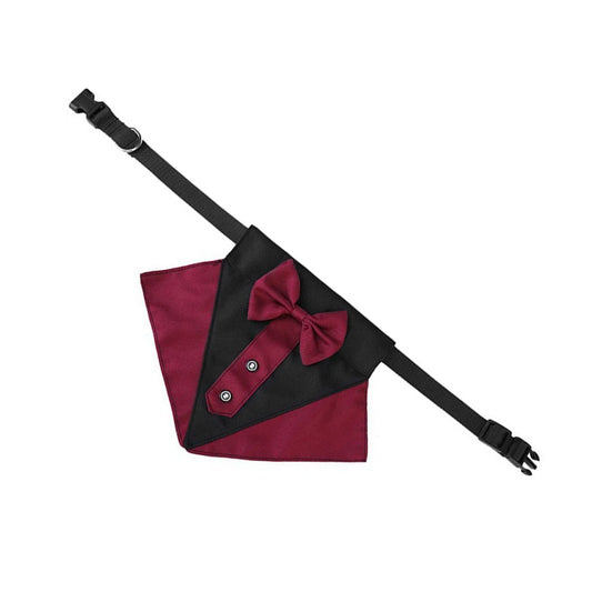 Pet Bandana Cotton Bib Scarf with Collar, Red Black, L
