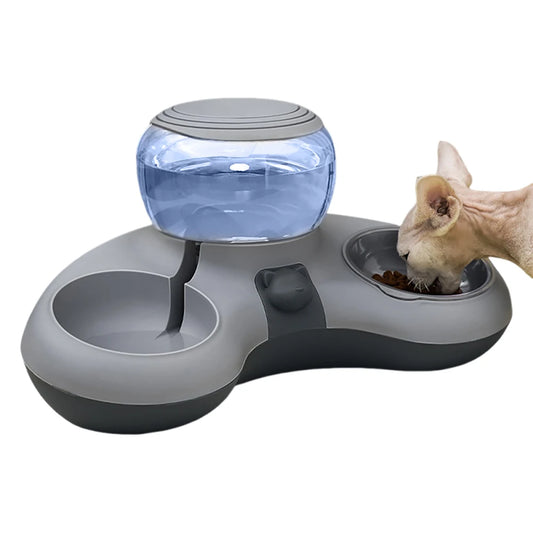 2 In 1 Automatic Cat Water Dispenser Anti Slip Drinking Stand 1.4L Water Tank Auto Water Drinker Feeder Bowl Pet Supplies