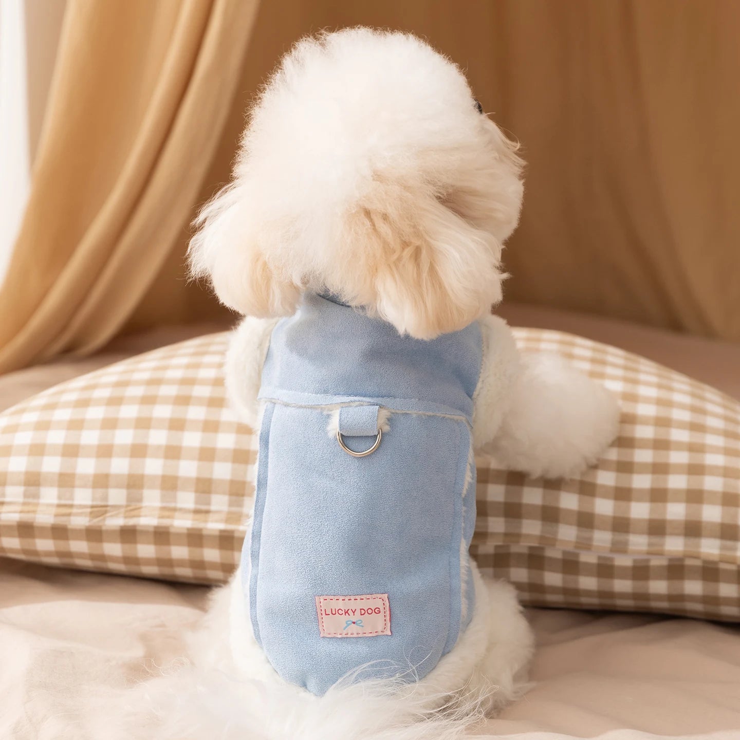 Pet Padded-Vest, Solid-Color Dog Jacket with Traction Buckle