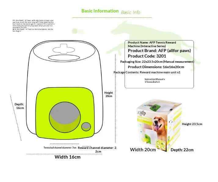 Smart Automatic Tennis Ball Launcher with Food Reward