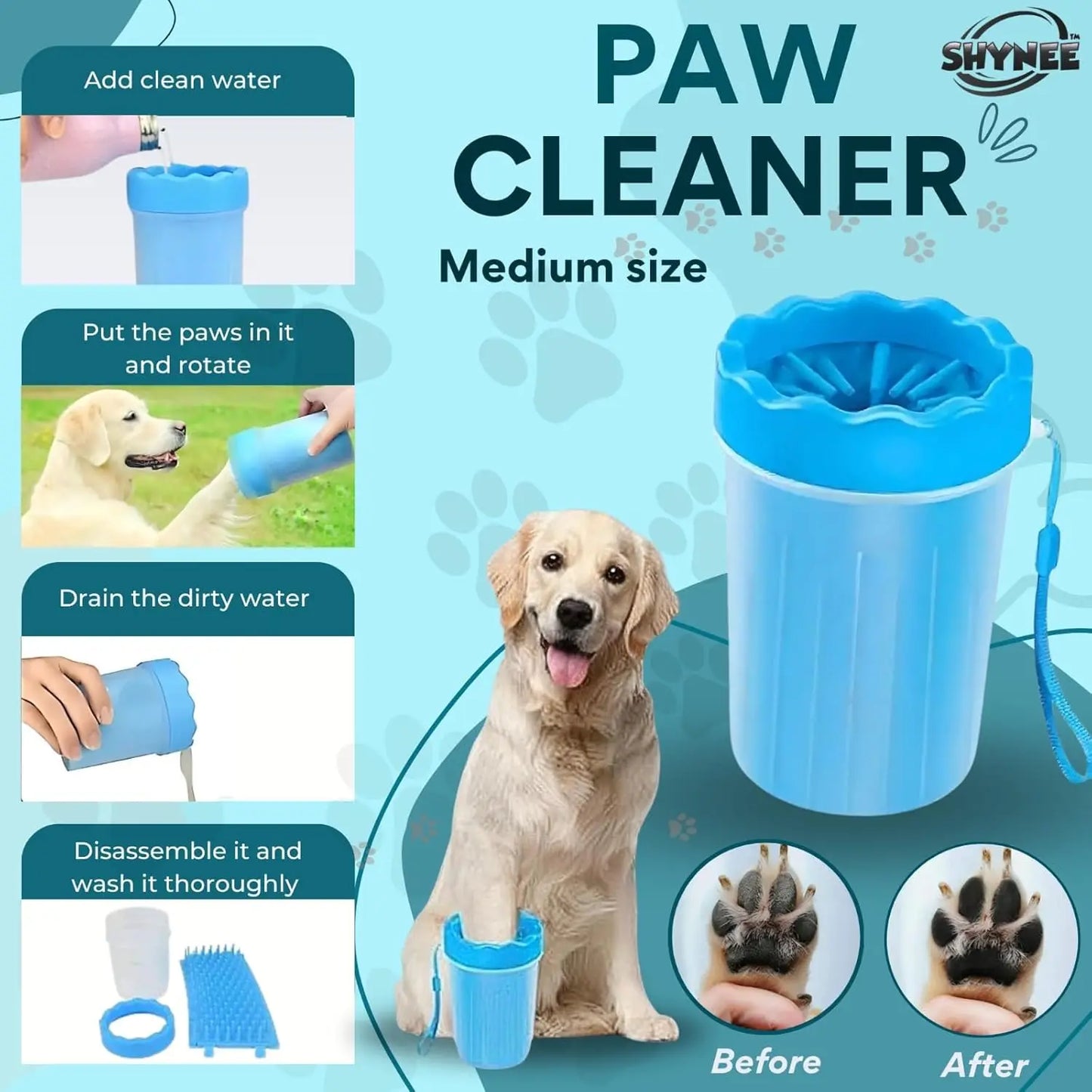 8PCs Dog Grooming Kit with Shampoo Brush, Washing Gloves, Adjustable Bath Brush, Paw Cleaner, Toothbrushes for Pet Care