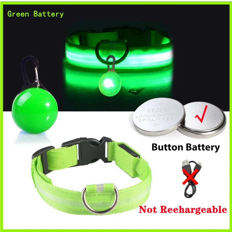 USB Charging Glowing Dog Collar With Pendant