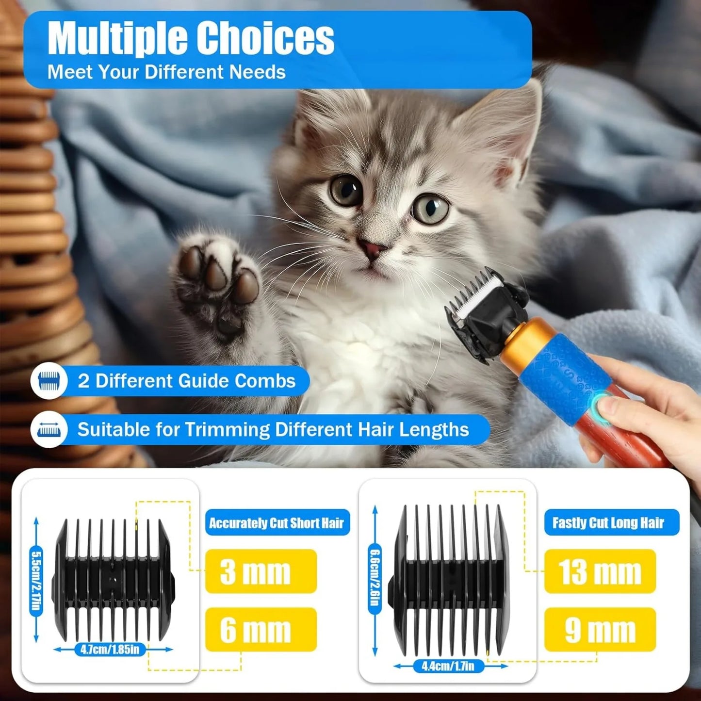 200W Electric Pet Clippers Low Noise/Trimmer for Grooming Hair Clipper for Dogs Cats Pets