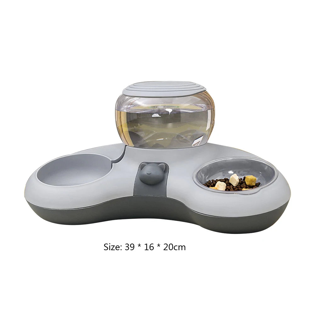 2 In 1 Automatic Cat Water Dispenser Anti Slip Drinking Stand 1.4L Water Tank Auto Water Drinker Feeder Bowl Pet Supplies