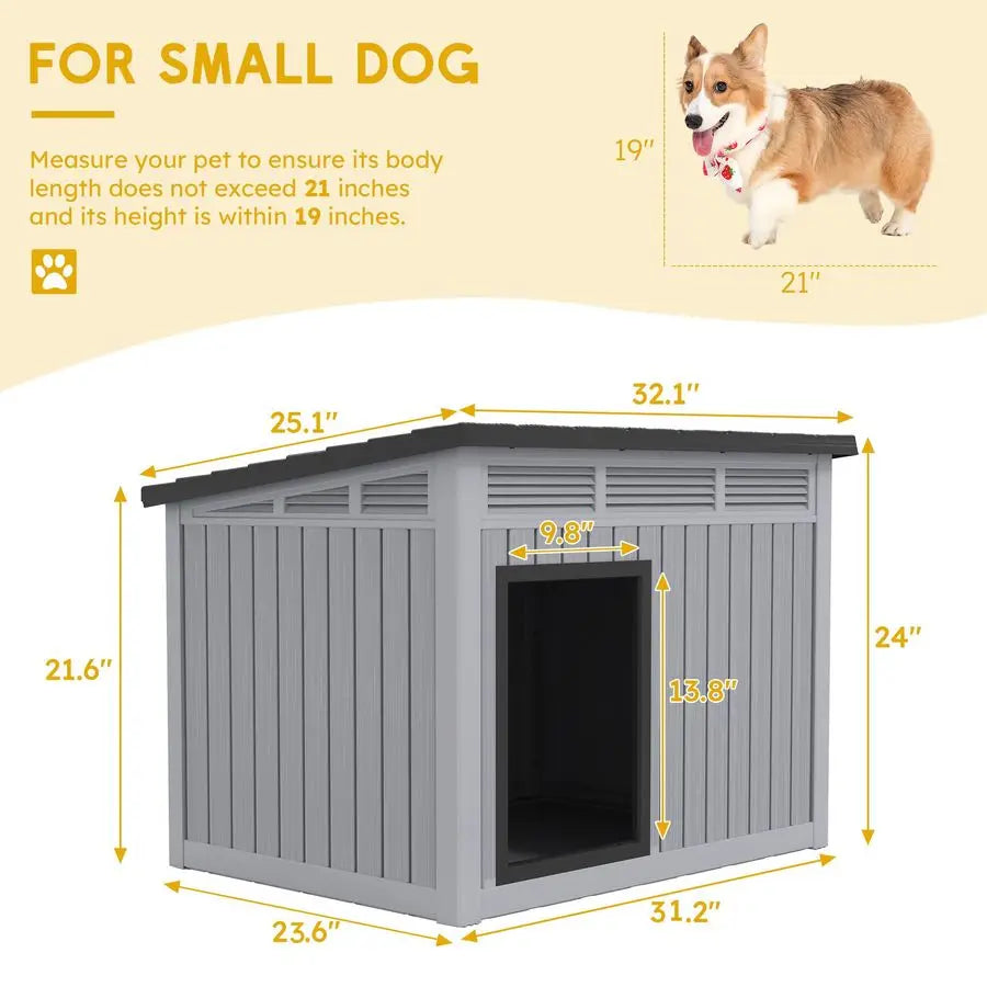 Dog House for Indoor and Outdoor.   Fits Small to Medium Dogs 32.1 L x 25.1 W x 24 H.