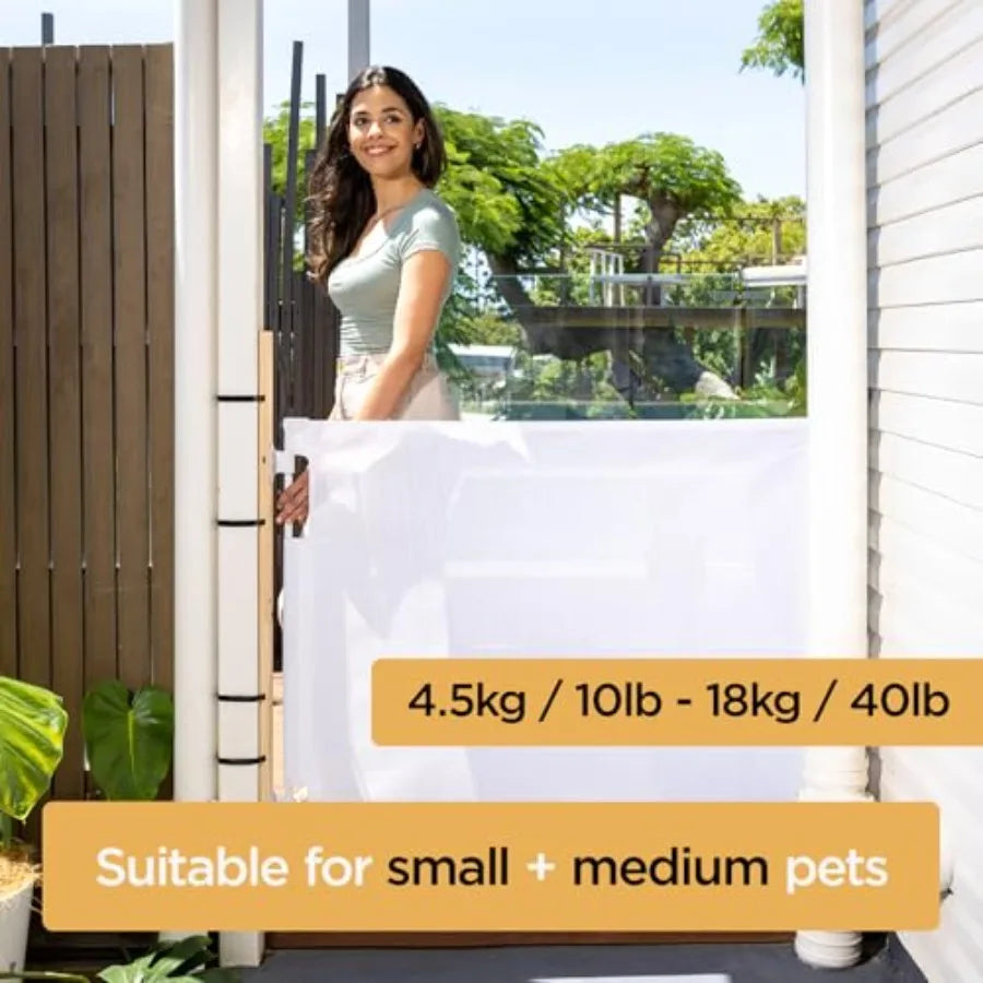 Indoor/Outdoor Paw Proof Retractable Dog Gate 36.6" Tall Extends to 71" Wide