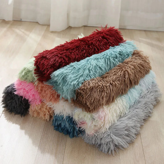 Dog Bed Mat Pet Cat Plush Soft Warm Cushion Pet Washable Candy Colored Blanket Kennel Puppy Pet Cat Dog Supplies Suit For Winter