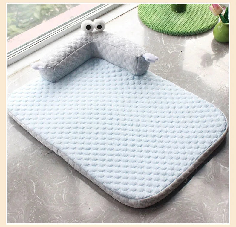 Dog Mats All Season Cool Ice Silk Pet Bed Washable Non Slip Breathable Mat for Dogs Cats Indoor Home Daily Use Cozy Soft Pet Bed