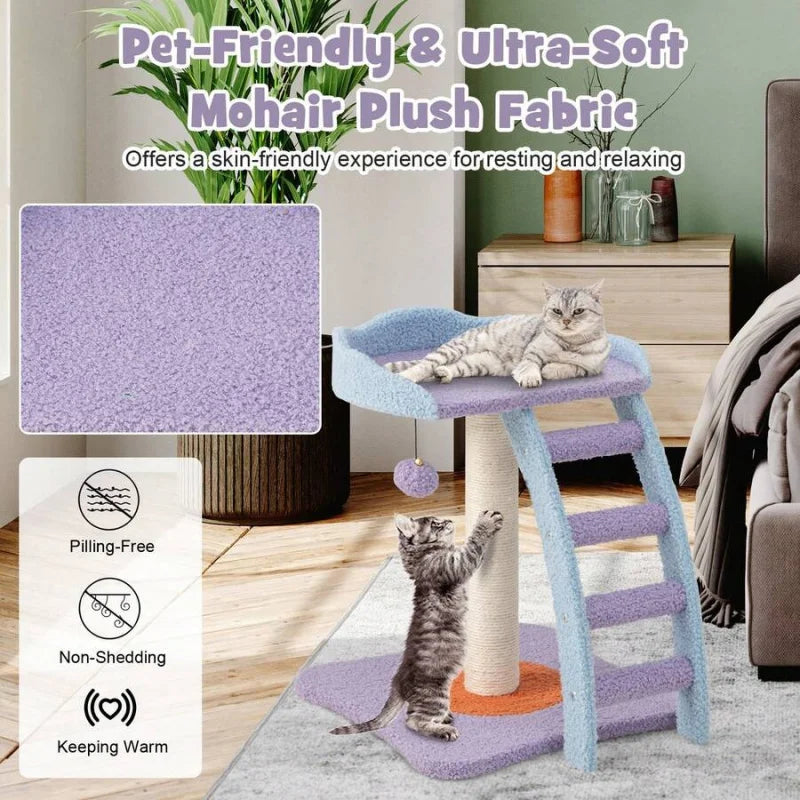2-Tier Modern Cat Tree Tower Kitten Activity Center With Sisal Scratching Post