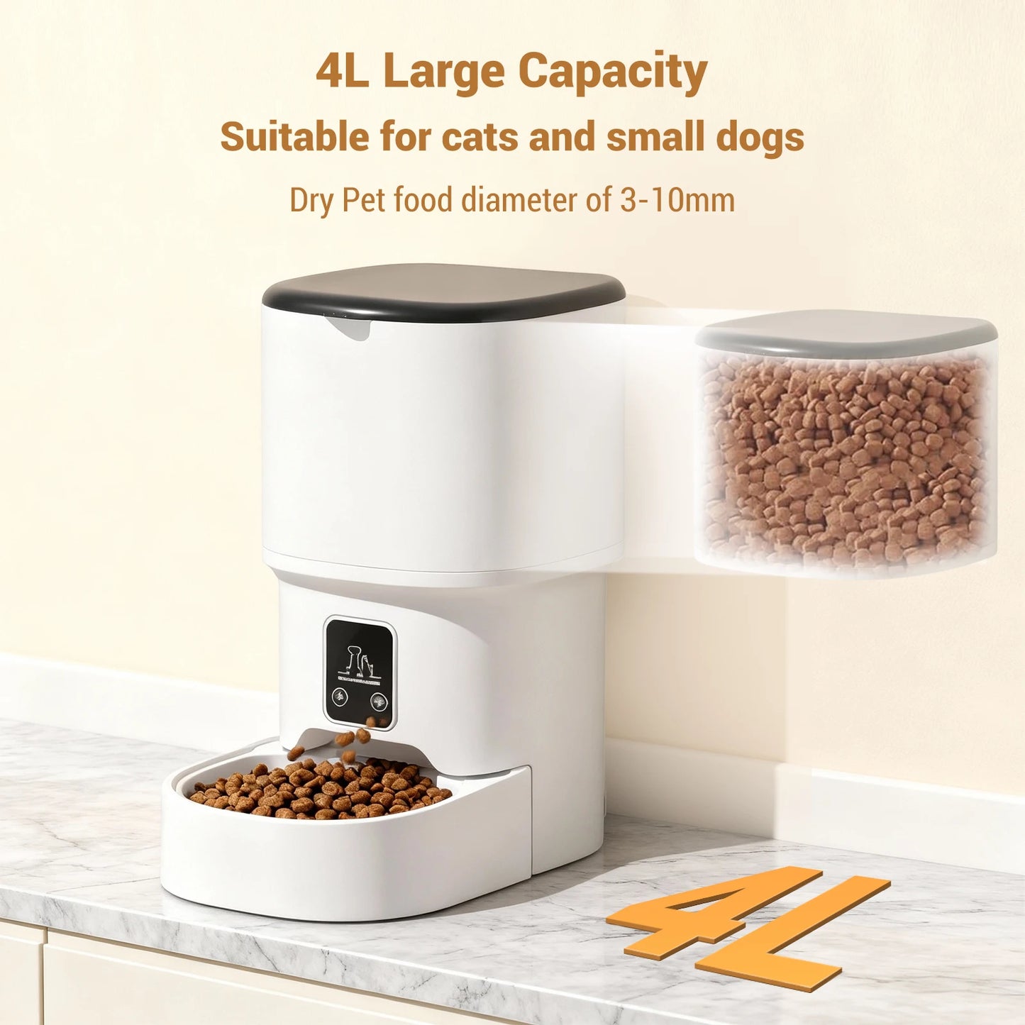 Programmable 4L Automatic Pet Feeder for Small Dogs & Cats