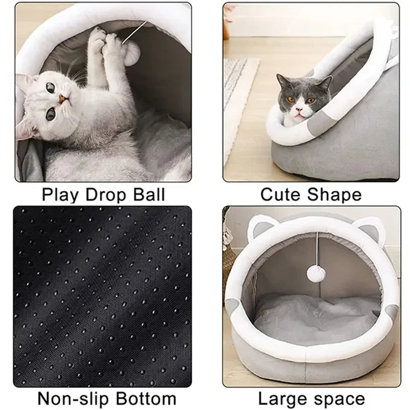 Cute Cat Bed for Indoor Small and Large Cats Dog Tent Soft Pet Kitten Houses Cozy Puppy Cushion